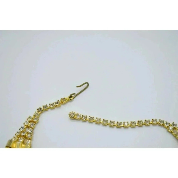 Jewels By Le Dor Clear Rhinestone Gold Tone Metal Mesh 1950s Demi Parure Jewelry - Picture 9 of 12